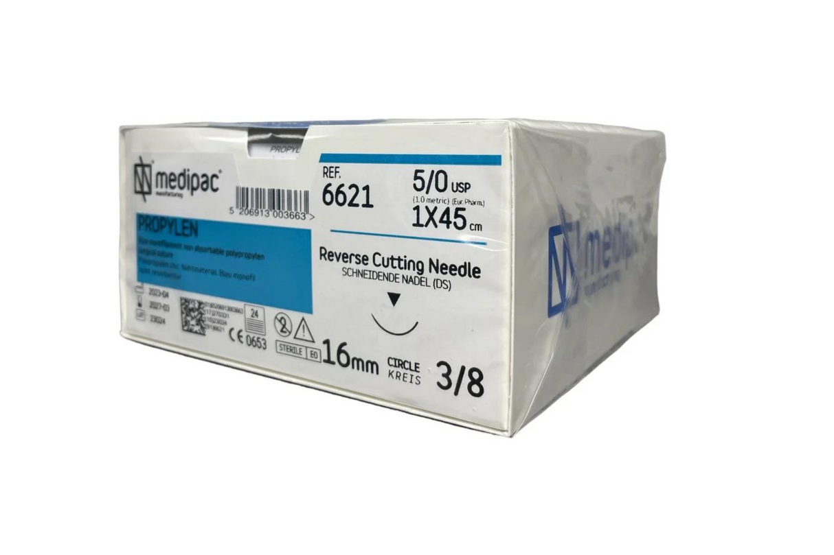 Propylen - Monofilament ikke resorberbar sutur. Blå. Pakning med 24 stk.