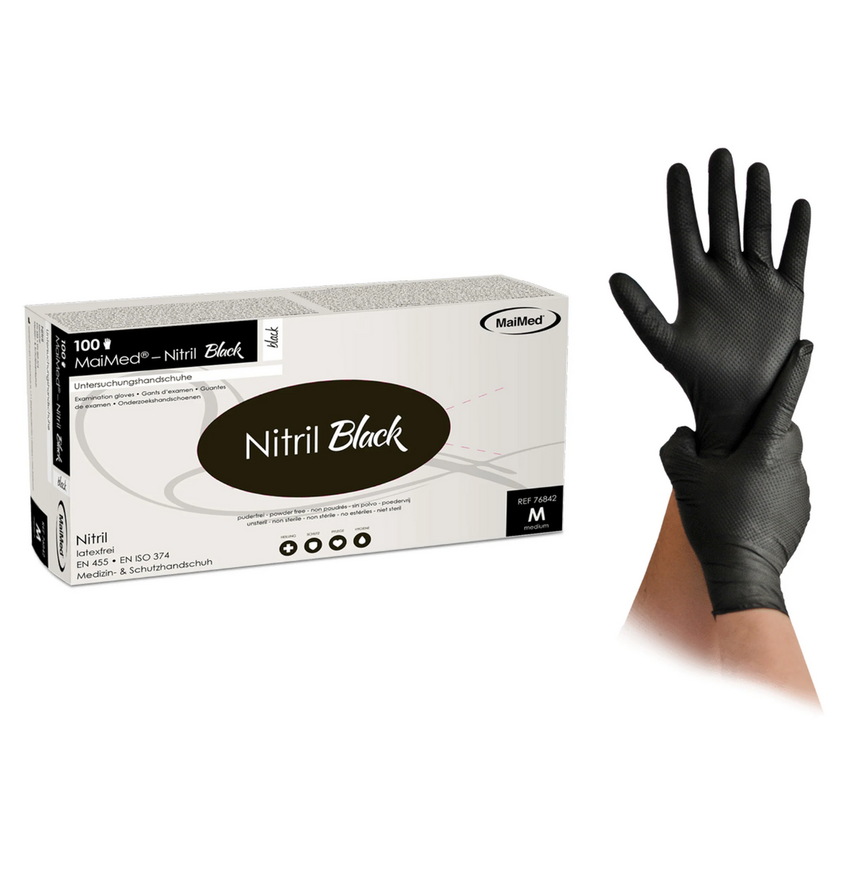 Nitril handske, sorte, pakning med 10 x 100 stk.