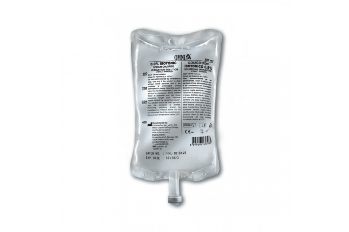 Skyllevand natriumklorid, 15 x 500 ml poser.