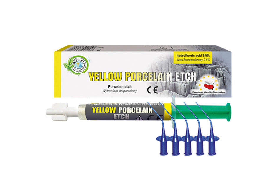 Yellow Porcelain Etch  9,5 % Hydroflourid, pakning med 2 ml